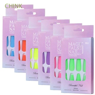 chink 6 cajas de moda de uñas falsas arte de uñas luminosas uñas postizas belleza ataúd forma extra largo color sólido jelly gum bailarina