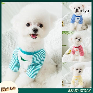 【Ready Stock】DSP--Dog Clothes Stripe Patchwork Design Round Neck Cotton Two-legged Pullover Costume for Daily Life