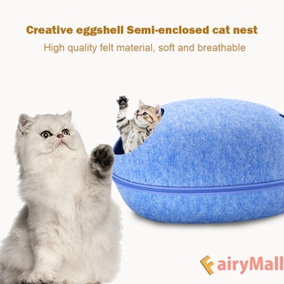 [popular] Cama extraíble de fieltro lavable en forma de cáscara de huevo para gatos, interior desmontable, semicerrada, casa de mascotas, nido de perrera