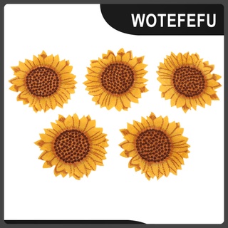 (Wotefefu) 5 pzs parches De girasol estándar Para ropa bordada costura tela De hierro en parches ropa adhesiva Applique Diy