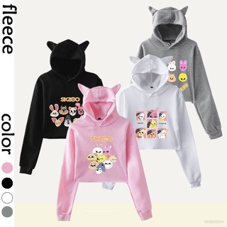 Stray Kids SKZOO Kpop Cat Ear Hoodie Long Sleeve Casual Sweater Hoodie Sports Cartoon Fashion Girl Hoodie