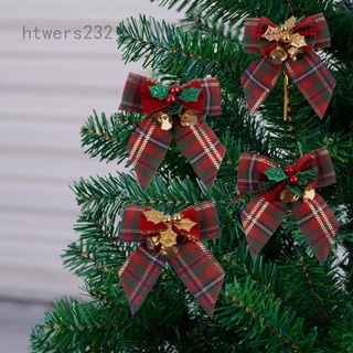 Htwers232 delicado Bowknot arcos de navidad con pequeñas campanas DIY arcos artesanía árbol de navidad decoración de navidad pajarita 8*8cm