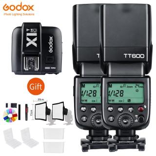 Godox 2PCS TT600 G cámara inalámbrica Flash Speedlite con transmisor X1T-C/N/S/F/O para Canon Nikon Sony Fuji Olympus