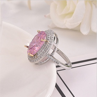 Subei anillo de zafiro rosa de diamantes de simulación para mujer/anillo de compromiso/joyería tamaño 5-11 plata 925 (7)