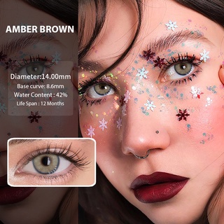 UYAAI lentes de contacto naturales lentes de contacto de Color para ojos 2pcs (1 par) uso anual vienna Series Amber Brown (2)