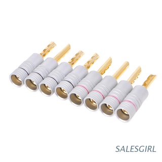 SALESGIRL 8 Pcs Gold Plated Copper BFA 4mm Banana Plug Adapter Wire Speaker Connectors