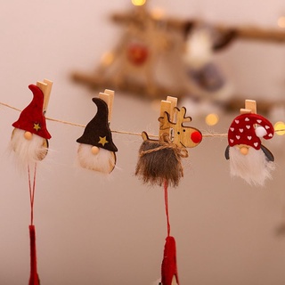 yzz 6pcs navidad sueco gnome decoración clips de madera diy foto papel abrazadera artesanía (6)