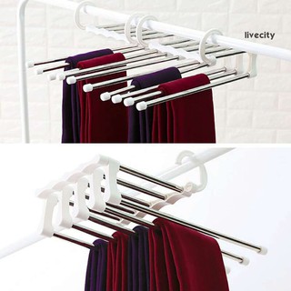 Livecity multicapa ropa pantalones perchas armario Jeans acero inoxidable estante de almacenamiento (3)