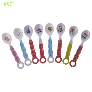 kkt bebé cuchara de alimentación recién nacido alimentos cubiertos cucharas de grado alimenticio durable platos seguros antideslizantes suministros de color aleatorio