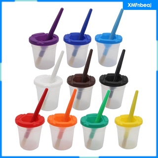 10 tazas de pintura a prueba de derrames, tazas de pintura con tapas para niños, juguetes de pintura