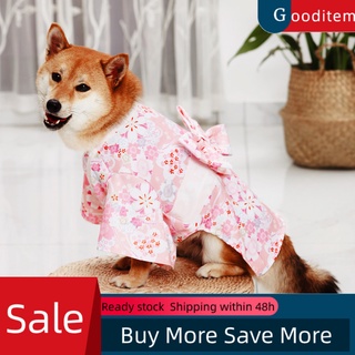 Gooditem gato Kimono estilo arco nudo decoración tela de dos patas mascota disfraz vestido para fiesta (1)