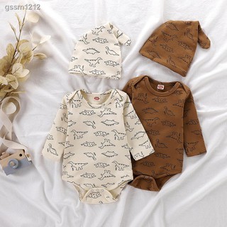 Juego de ropa de algodón de manga larga+sombrero+pijamas/ropa de dormir para bebés/recién nacidos/niños
