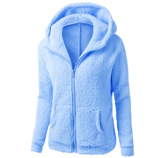 Beauty1 mujeres con capucha suéter abrigo invierno cálido lana cremallera abrigo algodón abrigo Outwear (3)