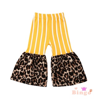 Dz-niños trajes de otoño, rayas leopardo impreso cintura elástica pantalones con fondo para niñas, 1-6 años