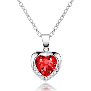collar de cadena chapado en plata s925 con colgante de corazón de cristal coreano regalo romántico joyería para mujer (2)