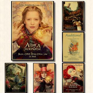 Póster De Papel Antiguo Retro De Películas Vintage Nostálgicos Alice in Wonderland Film Bar Café Pub Decoración Del Hogar (1)