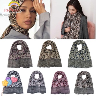 SADLESS New Muslim Headband Veils Islamic Headscarf Leopard Hijab Women Muslim Wear Femme Shawls Muslim Hijabs Cotton Hijab Stoles Wide Scarves