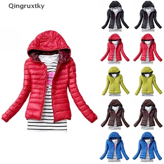 [qingruxtky] mujer acolchado acolchado puffer burbuja con capucha abrigo ligero invierno caliente chaqueta [caliente]