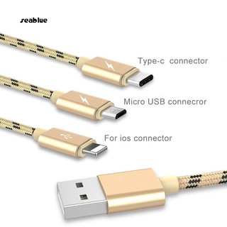 hel_3 en 1 Cable de carga rápida Micro USB tipo C trenzado para Android iOS
