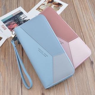 2021new cartera de las mujeres larga cremallera borla teléfono móvil bolsa de estilo coreano contraste color gran capacidad bolso bolsos (4)