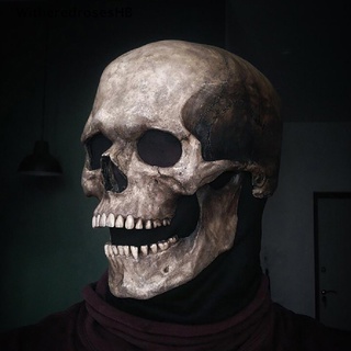(witheredroseshb) máscara de esqueleto de cabeza completa disfraz de halloween horror máscara malvada con mandíbula móvil en venta