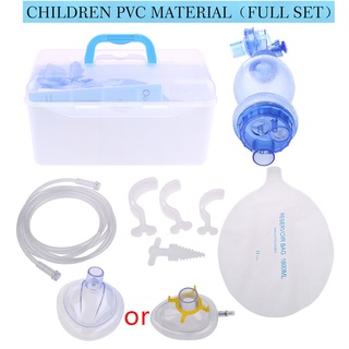 clcz adultos/niños/infantes resucitador manual pvc ambu bolsa de oxígeno tubo de primeros auxilios kit simple aparato de respiración herramienta (2)