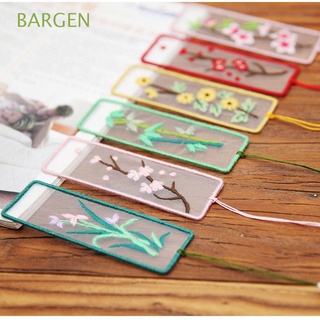 BARGEN Exquisite Embroidery Bookmark Classical Book Decoration Needlework Book Folder Cross Stitch Tassels DIY Souvenir Rectangle Chinese Style Book Clip