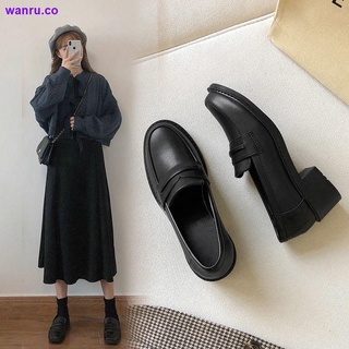 jk pequeños zapatos de cuero de las mujeres s 2021 primavera y otoño nuevo tacón medio negro japonés básico mocasines solo zapatos de estilo británico de las mujeres s zapatos