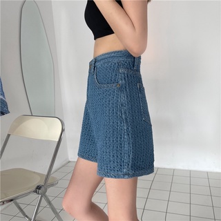 Estilo coreano estudiante Jeans de las mujeres de cintura alta suelta ancho de la pierna pantalones cortos Vintage (6)