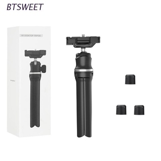 BTS1 360° Rotation Ballhead Mini Selfie Stick Tripod with Phone Clip & 1/4'' Screw Height Adjustable for SLR Action Cameras