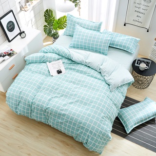 celux juego de ropa de cama a cuadros azul menta 4 piezas funda de edredón suave y sábana con 2 fundas de almohada (1)