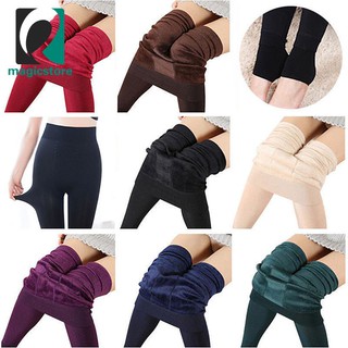 leggings elásticos de invierno de vellón térmico para mujer/pantalones térmicos delgados forrados (2)