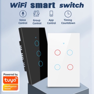 1/2/3/4 gang TUYA WiFi Smart Touch Interruptor De Luz Hogar Botón De Pared 120 X 72 Mm Cable Neutro Para Alexa Y Google Home Assistant Ee.uu . Estándar LS