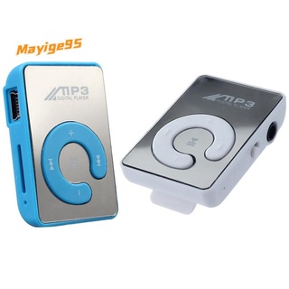 2 piezas mini espejo clip usb digital mp3 reproductor de música soporte 8gb sd tf tarjeta azul y blanco