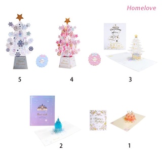 hlove 3d pop-up árbol de navidad castillo tarjetas de felicitación feliz cumpleaños postales invitaciones con sobre festival regalos