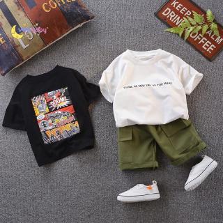 babysmile niño conjunto de ropa de verano de manga corta robot impreso camiseta+pantalones cortos