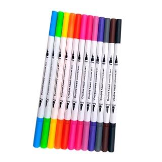 12 Colors Dual Tip Brush Pen Kit for Drawing Coloring Journal Hand Lettering