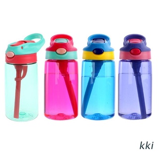 kki. 480ml bebé niños botellas de agua taza aprender beber paja jugo botella sippy tazas a prueba de derrames 4 colores