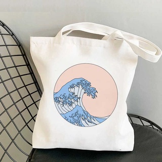 the Great Wave Vaporwave Bolsa de Compras tote Supermercado bolsas de tela shopper bag shoping reutilizables sac tissu