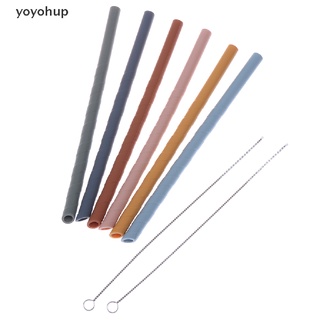 yoyohup - juego de pajitas de silicona (6 colores, reutilizables, con 2 cepillos de limpieza)