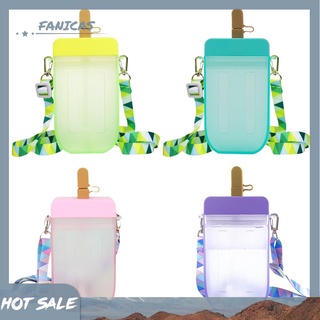 Fanicas: nueva actualización: 300 ml, taza de paja con correa de hombro, plástico, botella de agua transparente al aire libre (1)