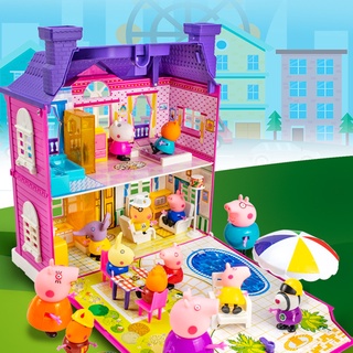 Peppa DIY lujo montar juguete casa castillo casa conjunto con luces y música modelo de juguete juegos de niño niñas juguetes (1)