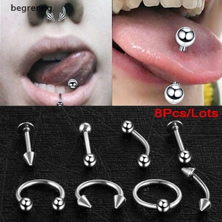 Begrenng 8Pcs/Set Stainless Steel Nose Lip Ring Tragus Ear Piercing Helix Body Jewelry CO