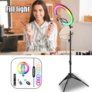 selfie anillo de luz con trípode soporte de teléfono soporte rgb flash regulable círculo luz con mando a distancia para maquillaje vídeo