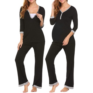 Conjunto De Pijama De lactancia materna con Camiseta De Manga larga+pantalones ajustables