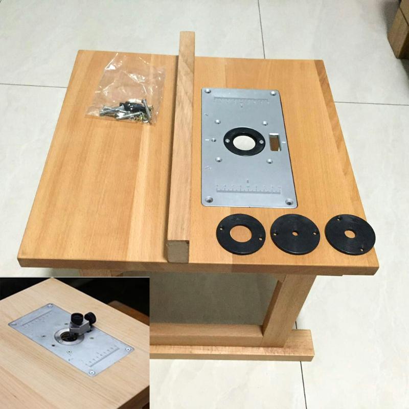 Carpintero bancos de carpintería enrutador de aluminio placa de inserción de mesa con 4 anillos tornillos