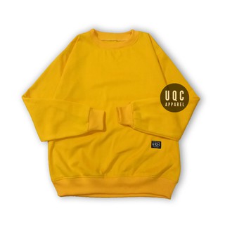 Básico liso suéter Premium cuello redondo liso suéter de los hombres de las mujeres de Color amarillo
