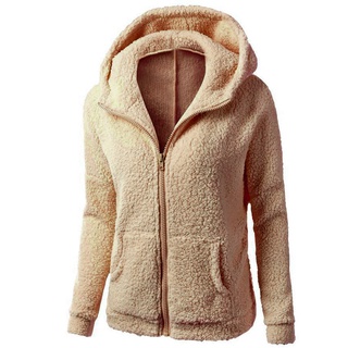Beauty1 mujeres con capucha suéter abrigo invierno cálido lana cremallera abrigo algodón abrigo Outwear (6)