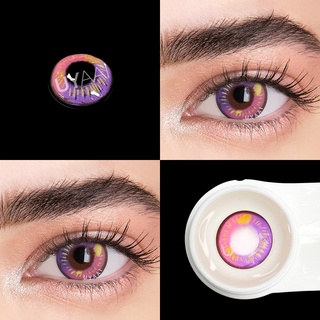 1 par de lentes de Color de 1 año/accesorios de Anime/lentes de contacto de colores/lentes de contacto para Cosplay/lentes de Color azul Anime violet (3)