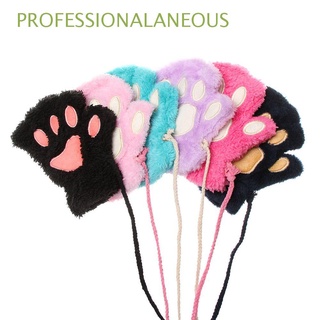 manoplas de moda profesional/guantes de pata de gato encantadores/guantes esponjosos de invierno cálidos para niña sin dedos/multicolores